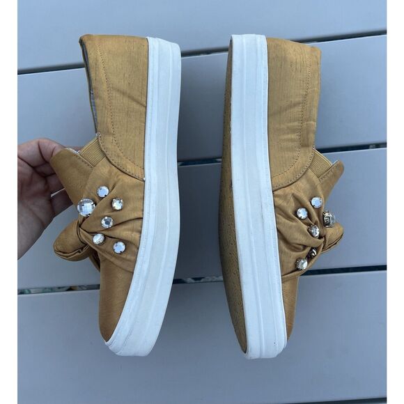 Nine West Orenda Fabric Embellished Slip On Sneakers - Size 8.5 - Mustard Yellow - Picture 5 of 11